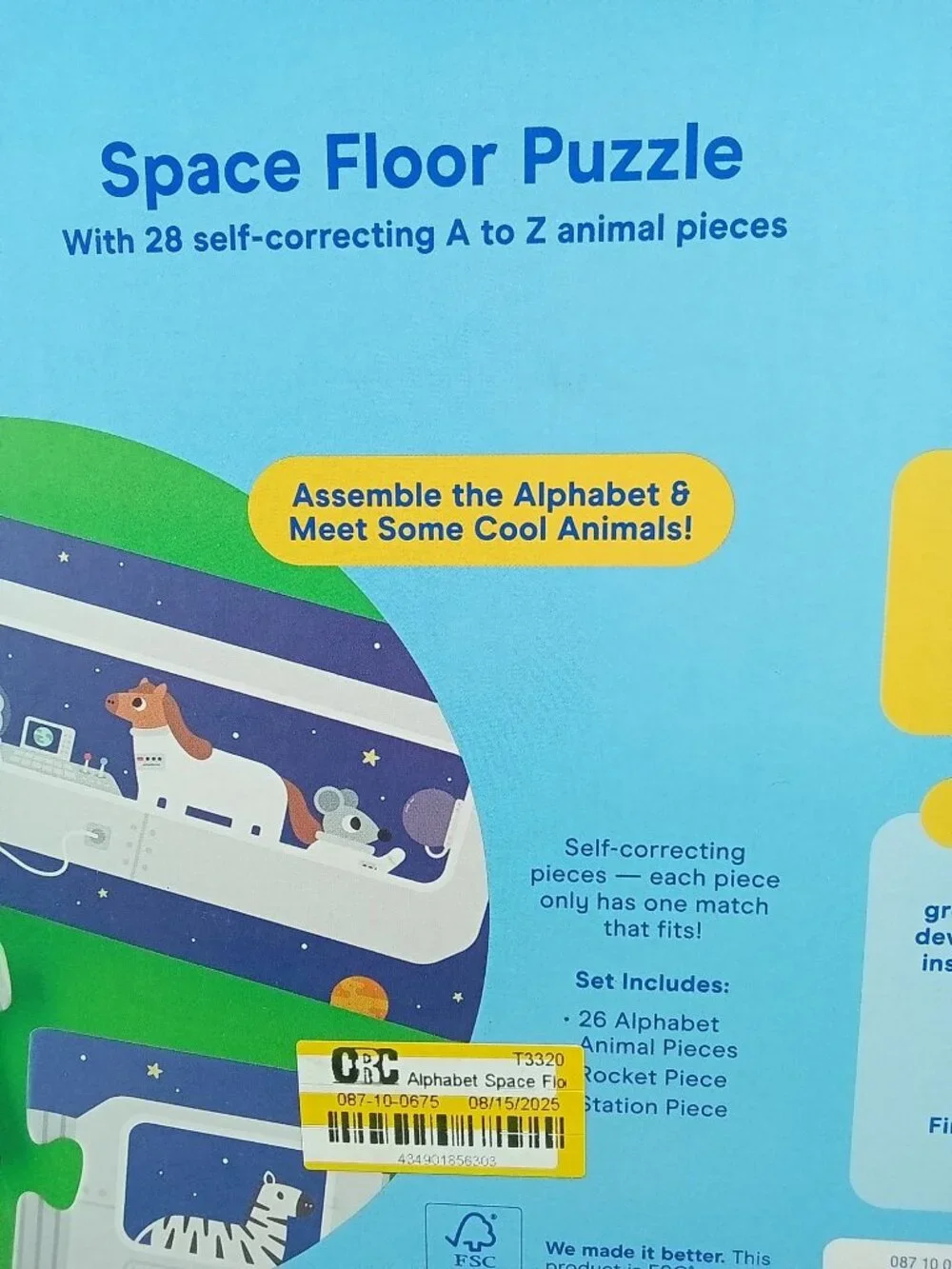 Gigglescape Space Floor Puzzle Ages 3+ Alphabet Animal Themed 28-Piece 10 Ft Lon
